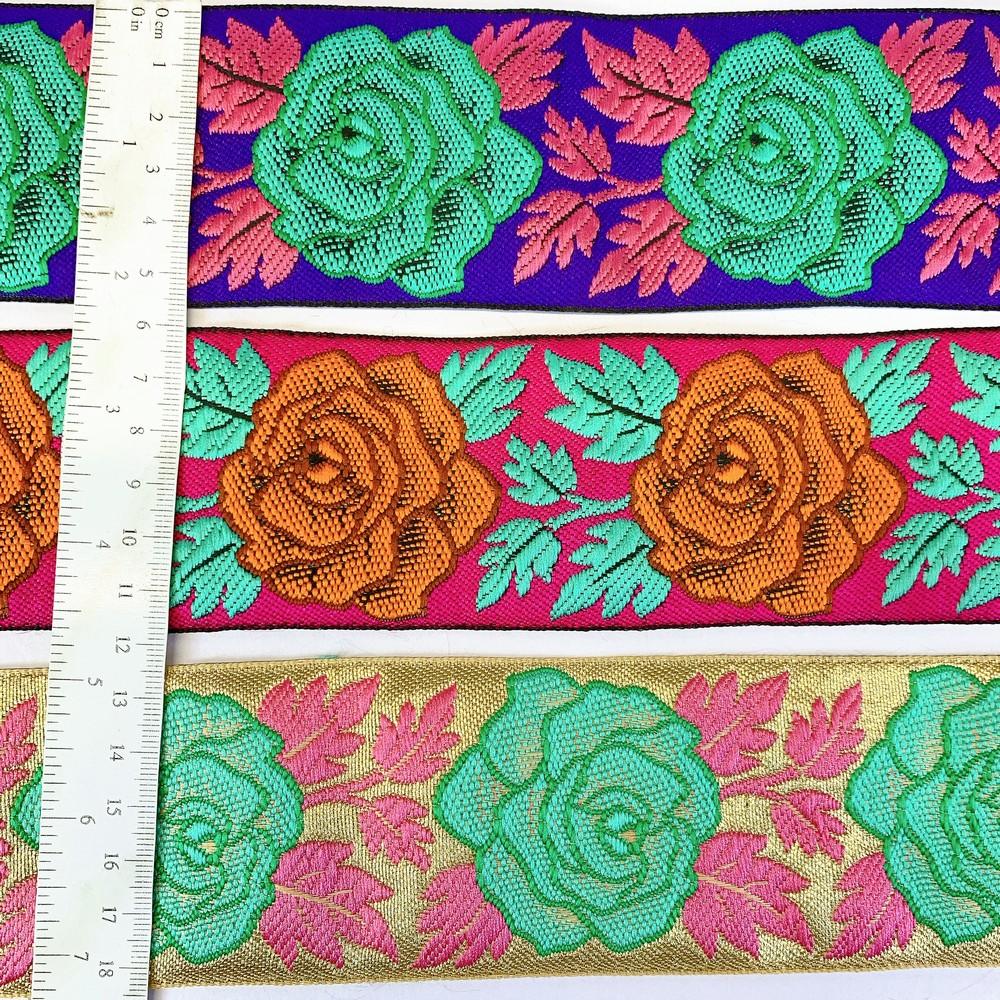 58 mm Rose Design Colourful Jacquard Ribbon, view 2