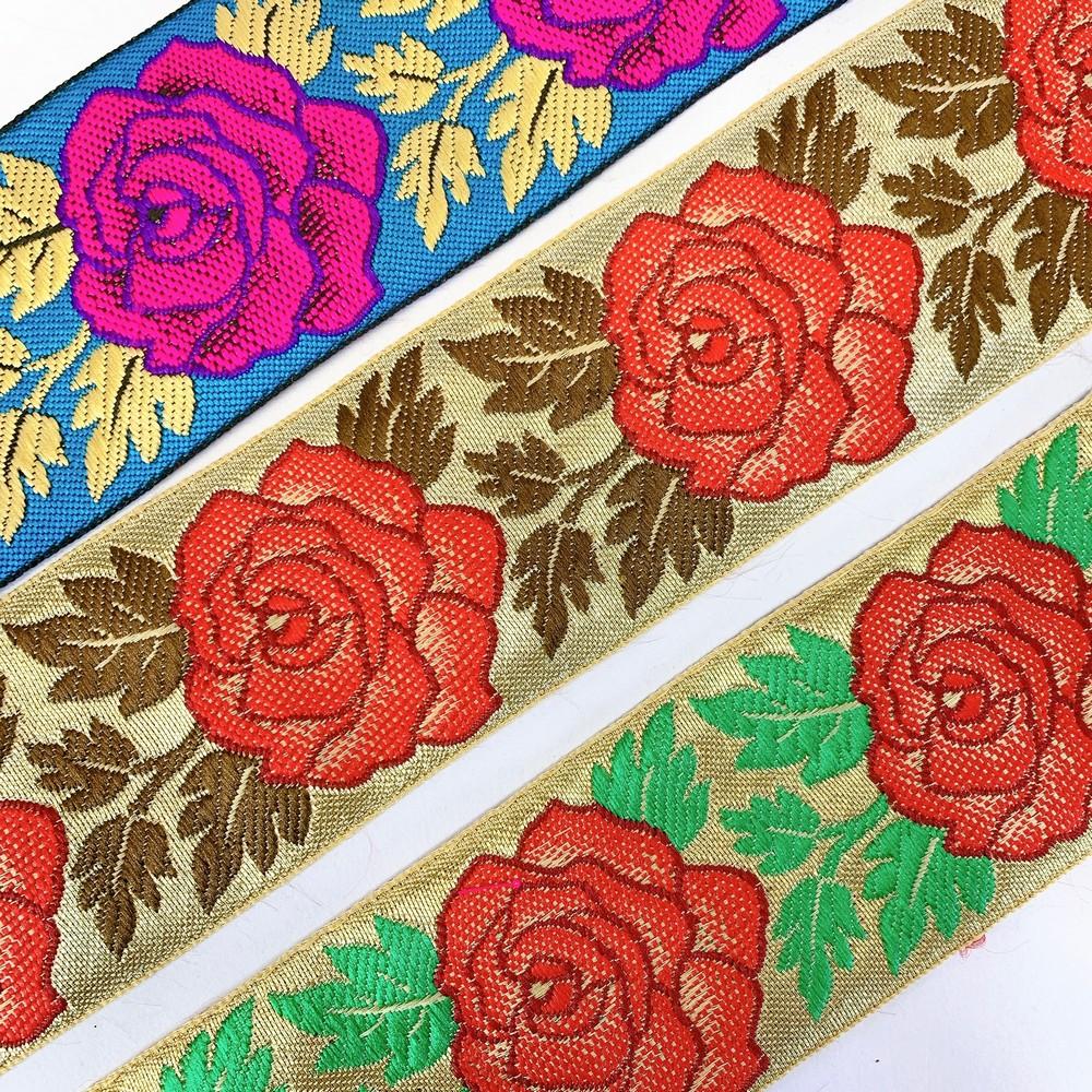 58 mm Rose Design Colourful Jacquard Ribbon, view 5