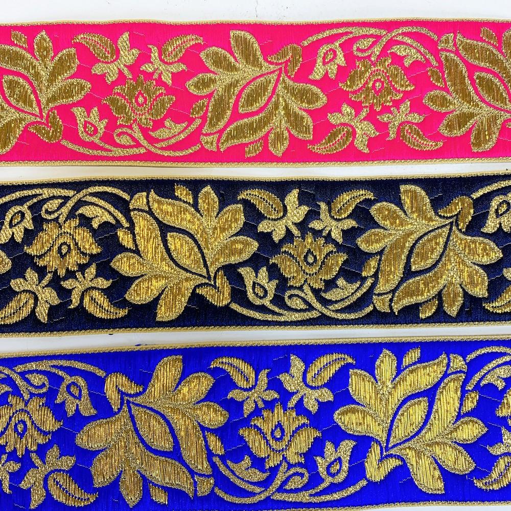 57 mm Designer Jacquard Lace With Golden Zari Thread Work, view 2