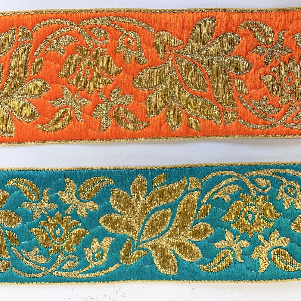 57 mm Designer Jacquard Lace With Golden Zari Thread Work, view 4