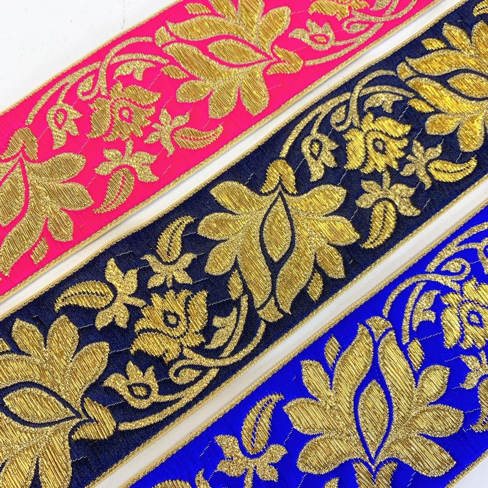 57 mm Designer Jacquard Lace With Golden Zari Thread Work, view 5