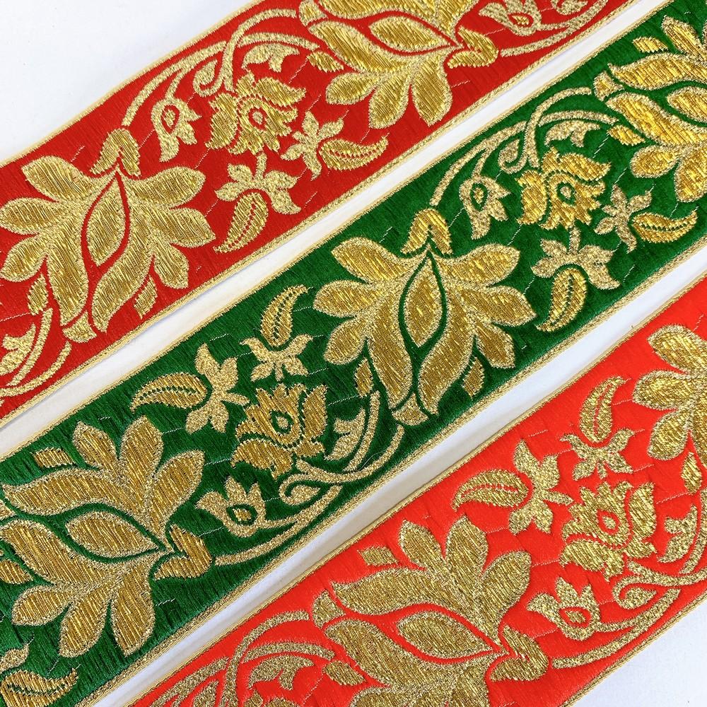 57 mm Designer Jacquard Lace With Golden Zari Thread Work, view 6