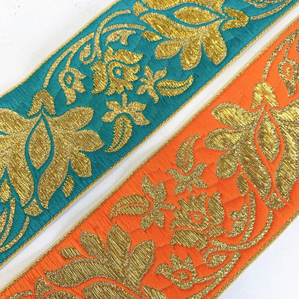 57 mm Designer Jacquard Lace With Golden Zari Thread Work, view 7