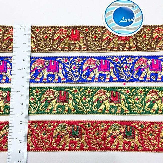 30mm Banarasi Jacquard Elephant Designer Ribbon, view 2