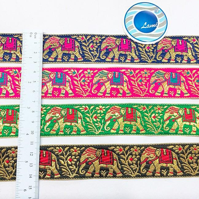 30mm Banarasi Jacquard Elephant Designer Ribbon, view 3