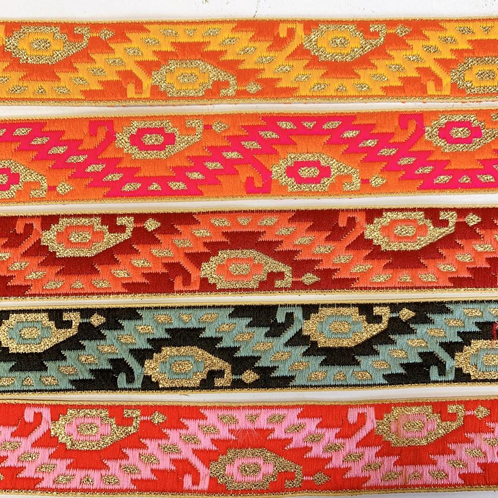 30mm Designer Jacquard Lace With Golden Zari Thread Work, view 2