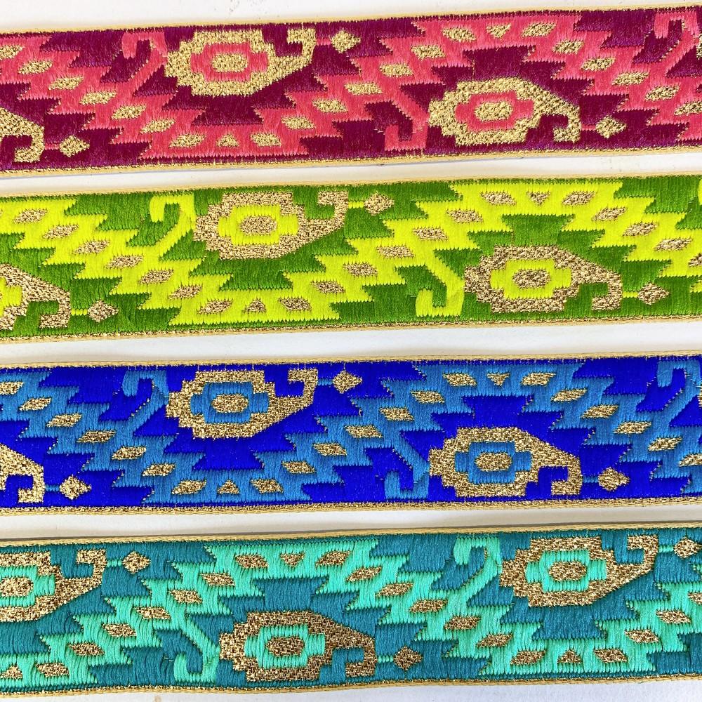 30mm Designer Jacquard Lace With Golden Zari Thread Work, view 3