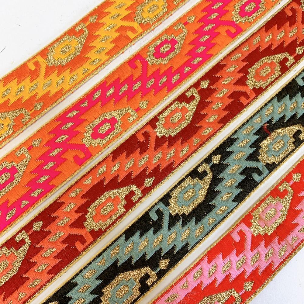 30mm Designer Jacquard Lace With Golden Zari Thread Work, view 4