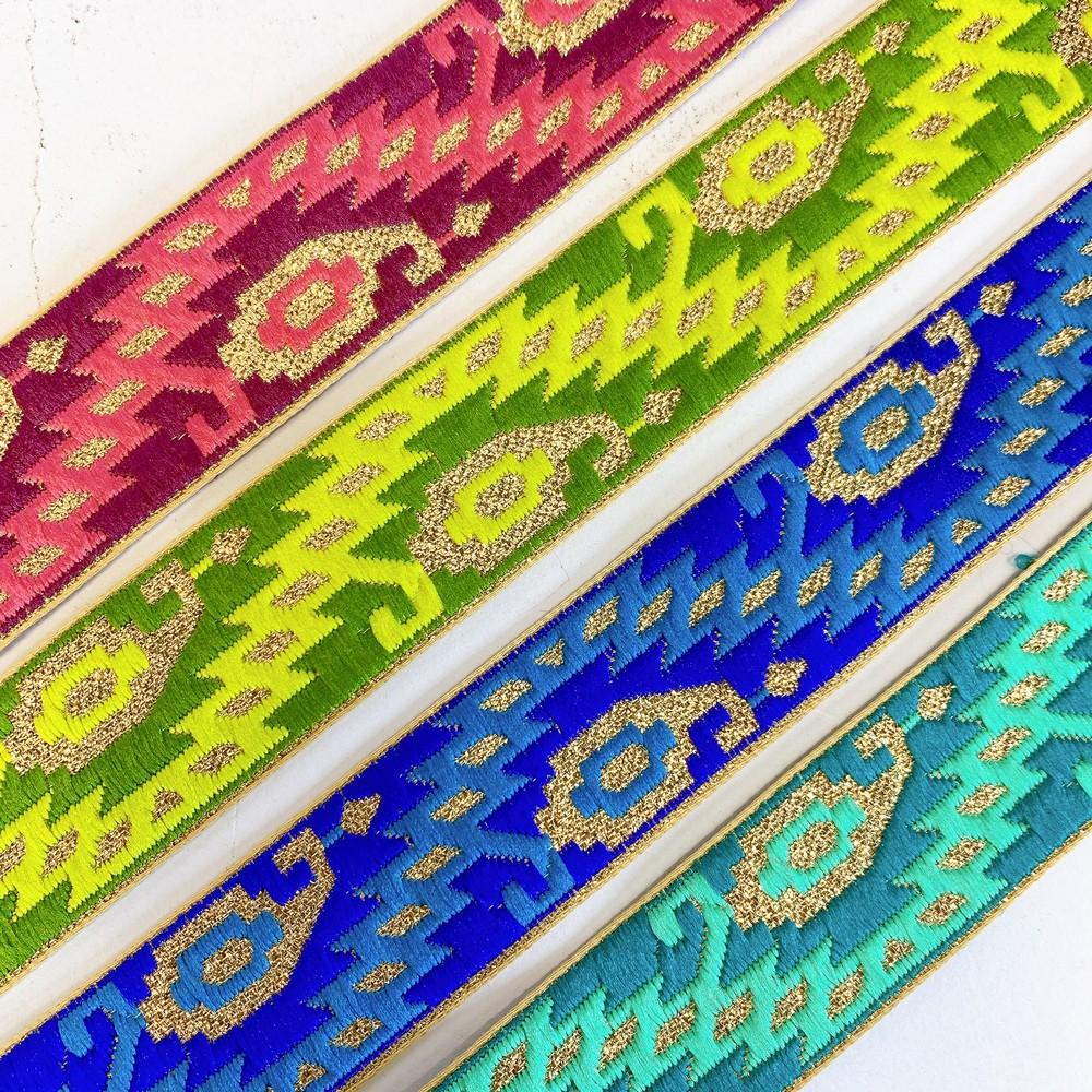 30mm Designer Jacquard Lace With Golden Zari Thread Work, view 5