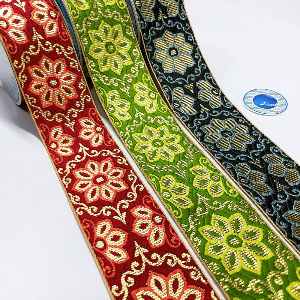 60mm Flower Design Jacquard Ribbon, view 2