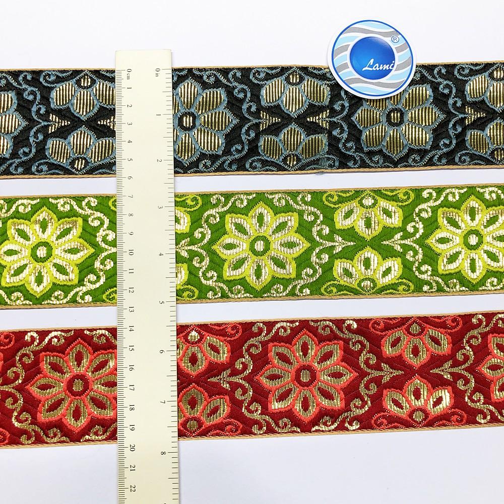 60mm Flower Design Jacquard Ribbon, view 1