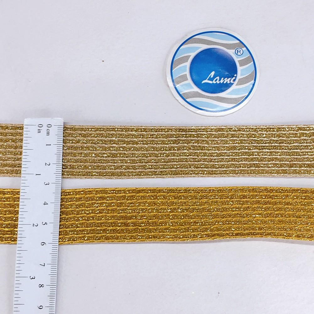 25mm Metallic Ribbon with 10 Embossed Gold Zari Cords, view 1