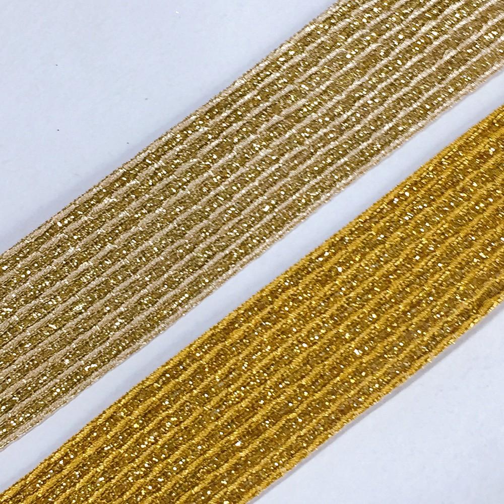 25mm Metallic Ribbon with 10 Embossed Gold Zari Cords, view 2