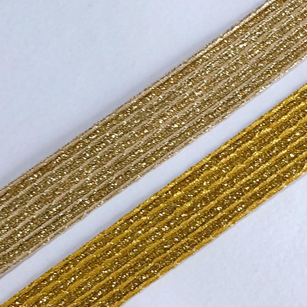 15 mm Metallic Ribbon with 6 Embossed Gold Zari Cords, view 2