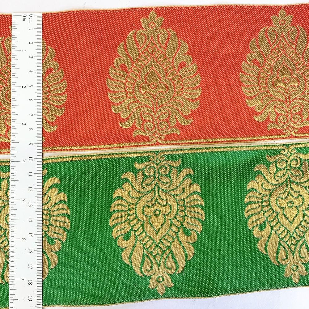 95mm Designer Golden Zari Banarasi Jacquard Lace, view 3