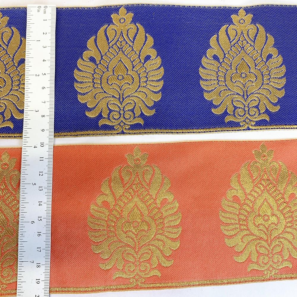 95mm Designer Golden Zari Banarasi Jacquard Lace, view 4