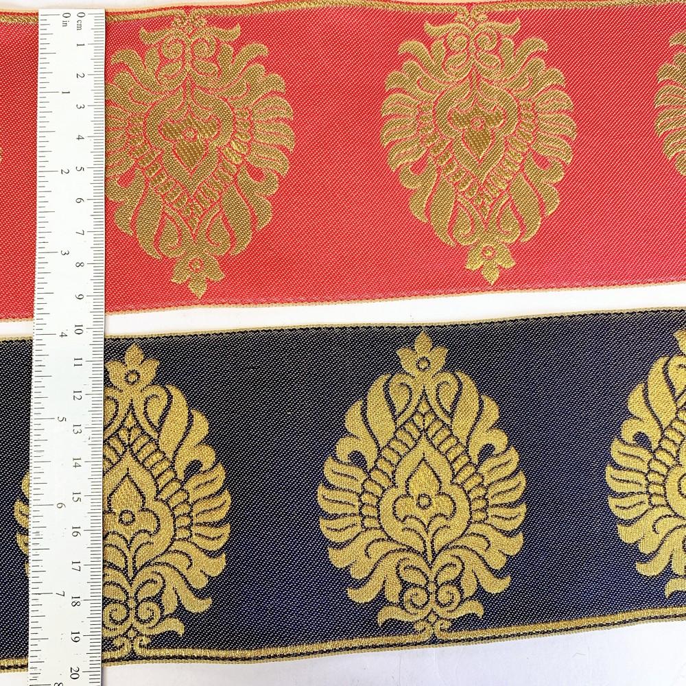 95mm Designer Golden Zari Banarasi Jacquard Lace, view 5