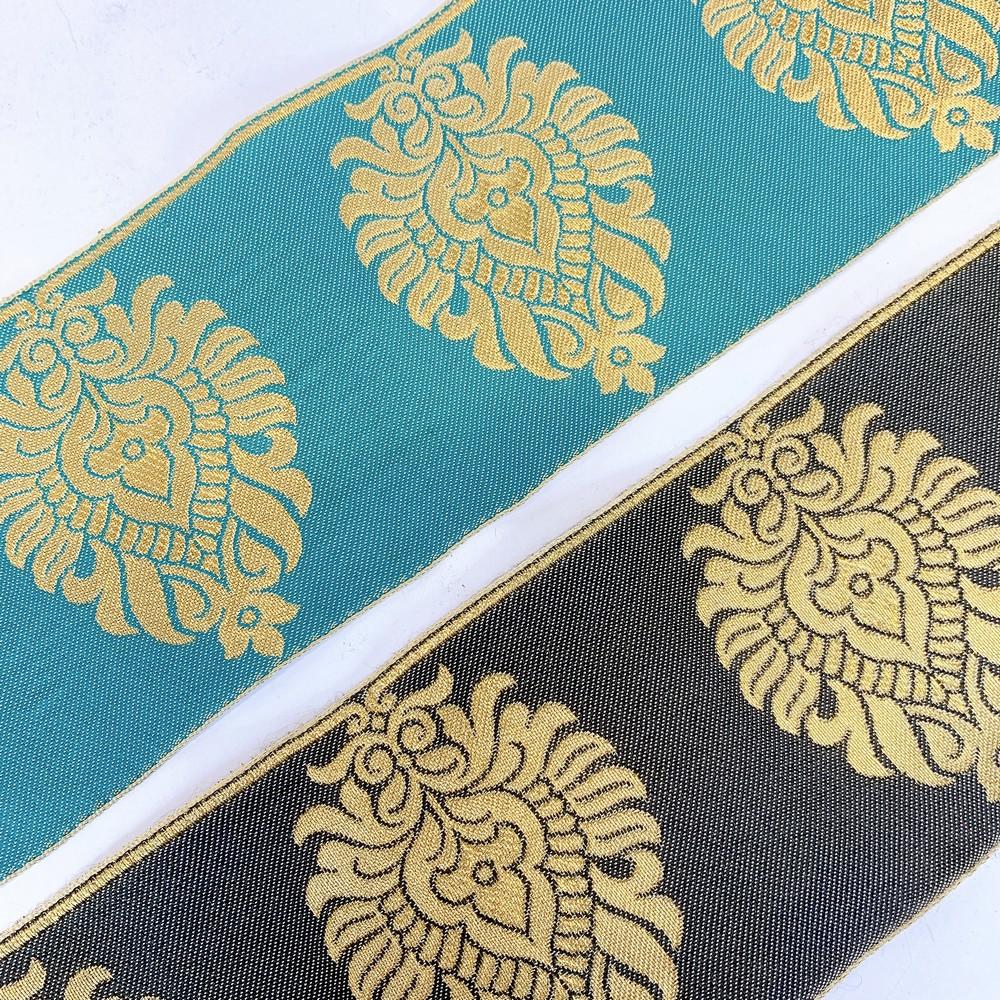 95mm Designer Golden Zari Banarasi Jacquard Lace, view 7