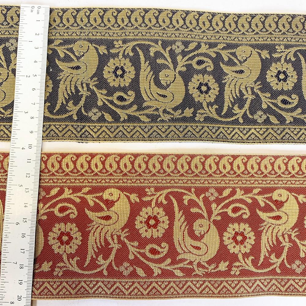 95mm Designer Golden Zari Banarasi Jacquard Lace, view 4