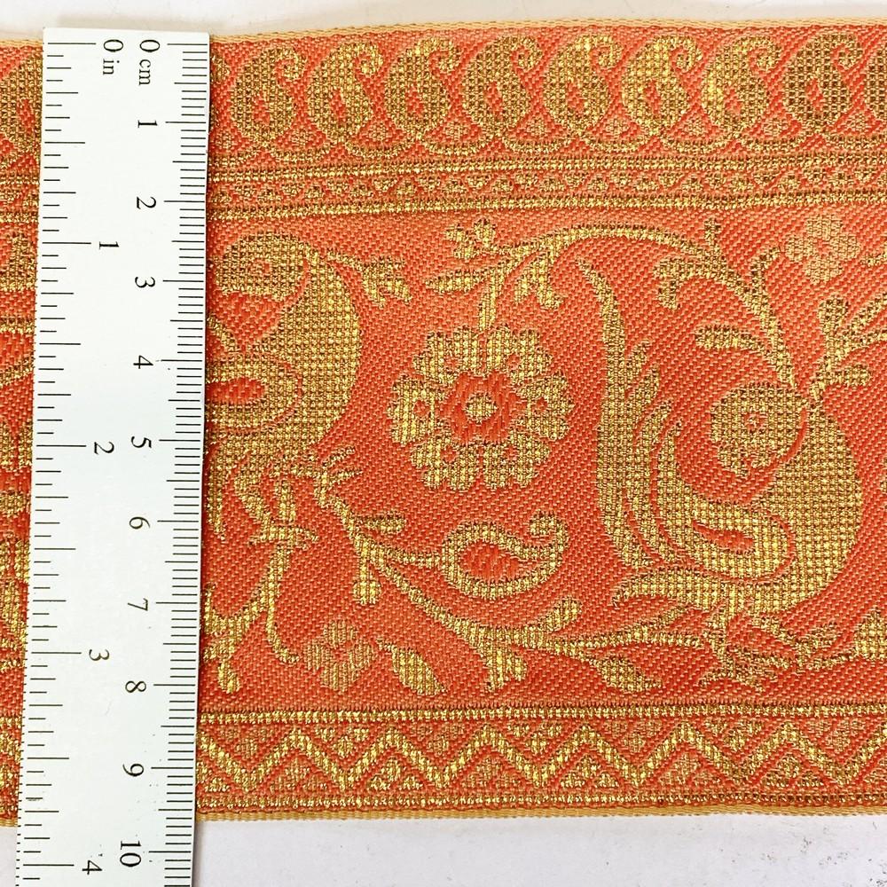 95mm Designer Golden Zari Banarasi Jacquard Lace, view 5