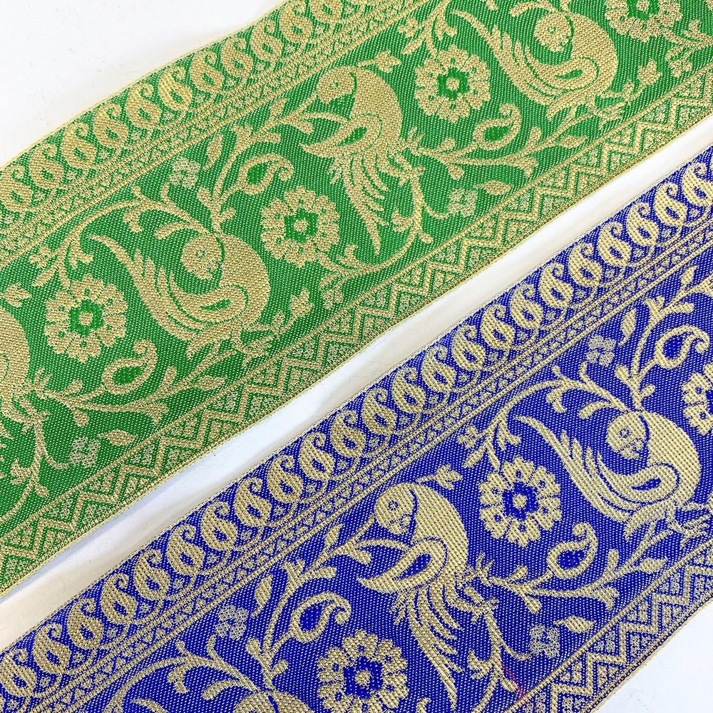 95mm Designer Golden Zari Banarasi Jacquard Lace, view 6