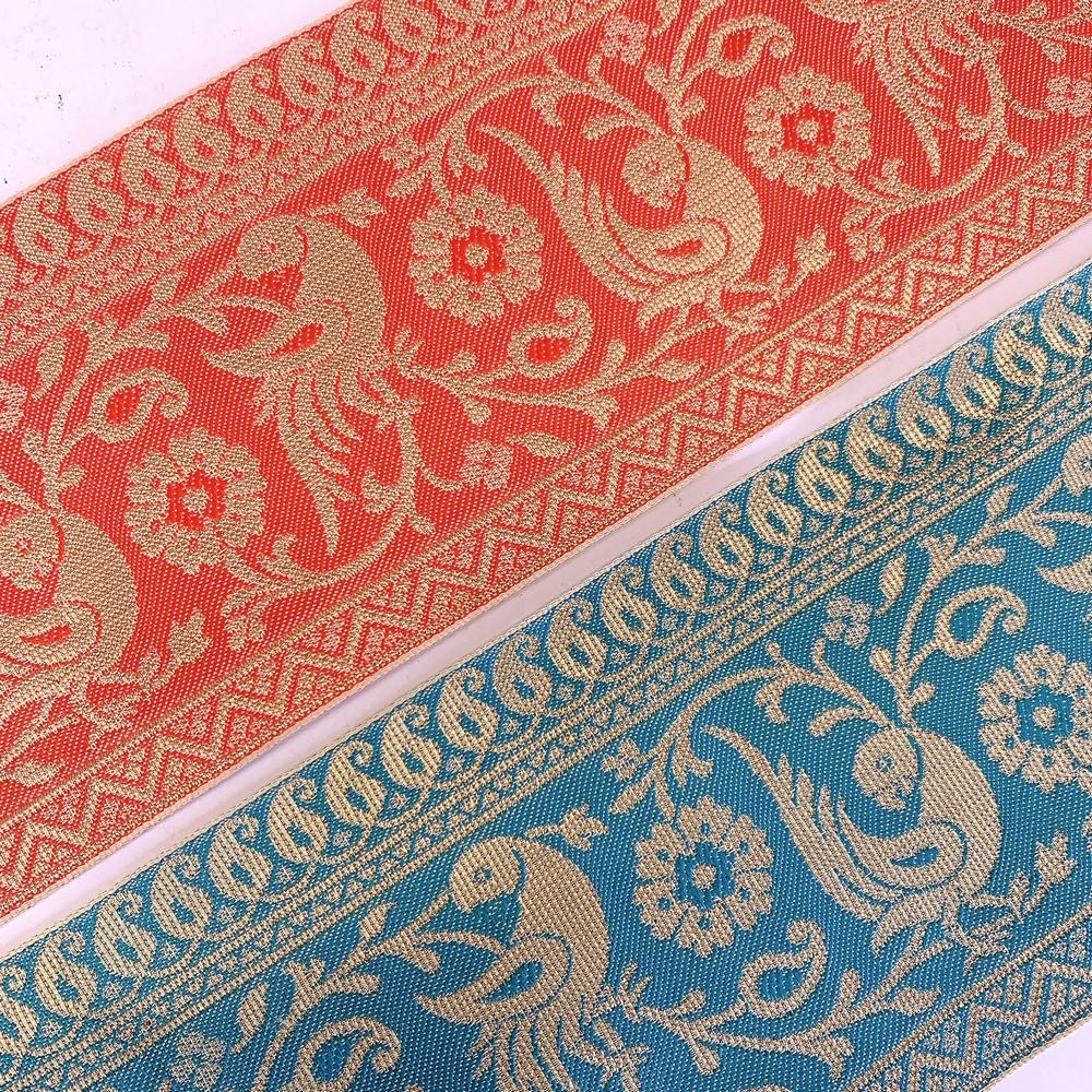 95mm Designer Golden Zari Banarasi Jacquard Lace, view 7