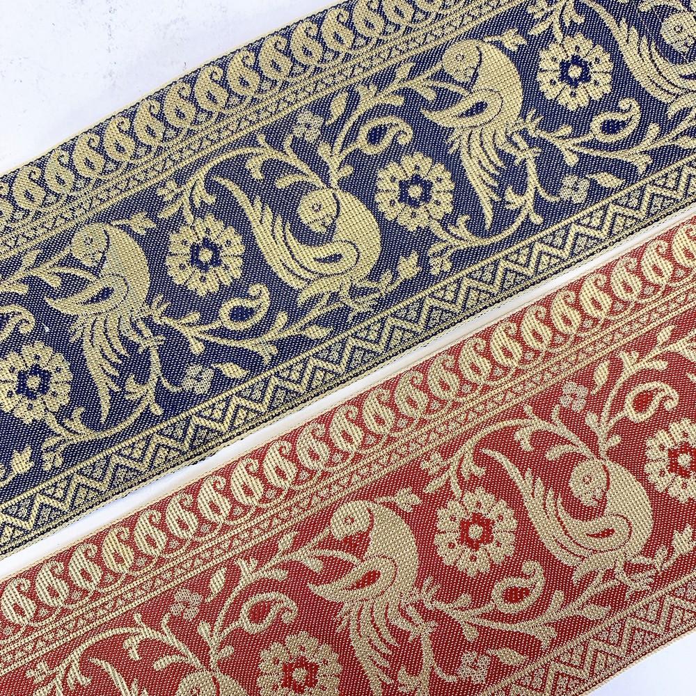 95mm Designer Golden Zari Banarasi Jacquard Lace, view 8