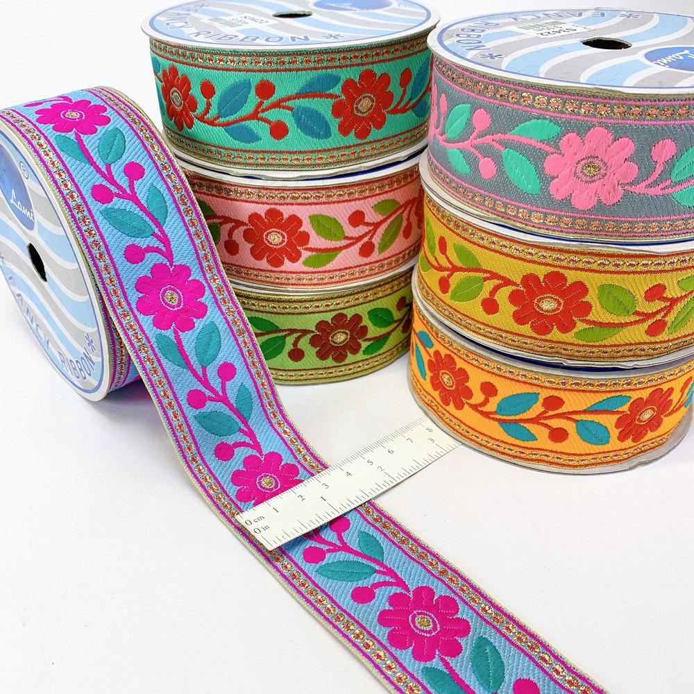 32 mm Designer Colourful Jacquard Ribbons, view 1
