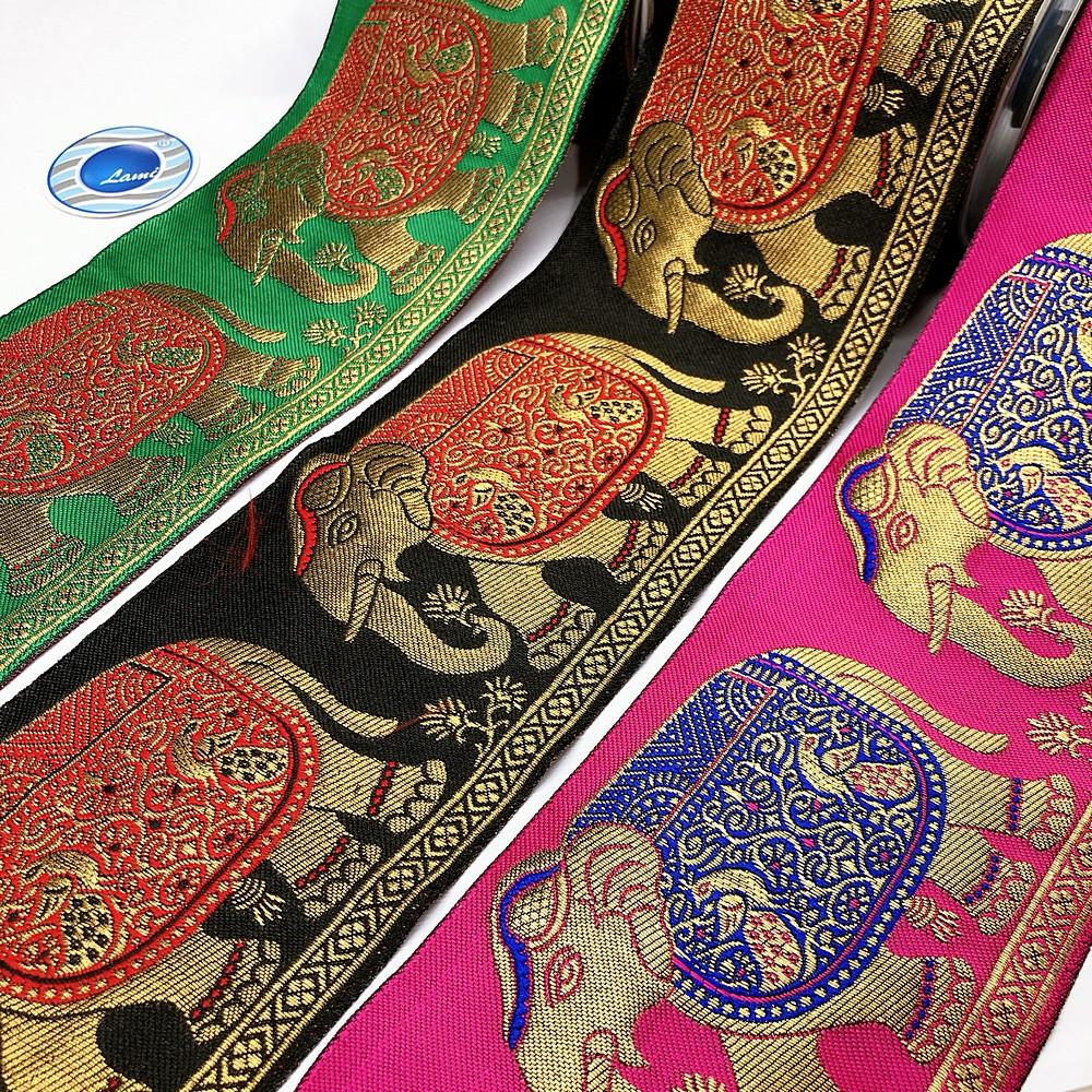 95mm Banarasi Jacquard Elephant Designer Ribbon, view 2
