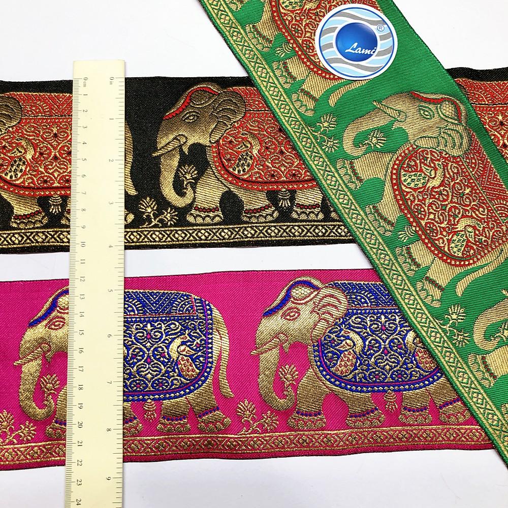 95mm Banarasi Jacquard Elephant Designer Ribbon, view 1