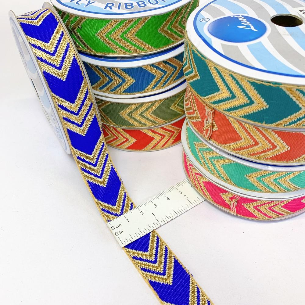 20mm Designer Jacquard Ribbon With Zari Threads, view 1