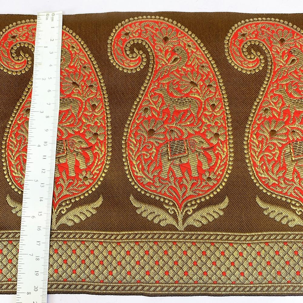 200 mm Designer Banarasi Jacquard Lace, view 4