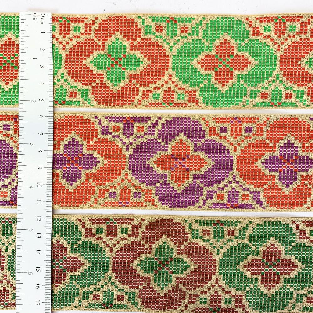 55mm Designer Cross stitch Jacquard Ribbon, view 2