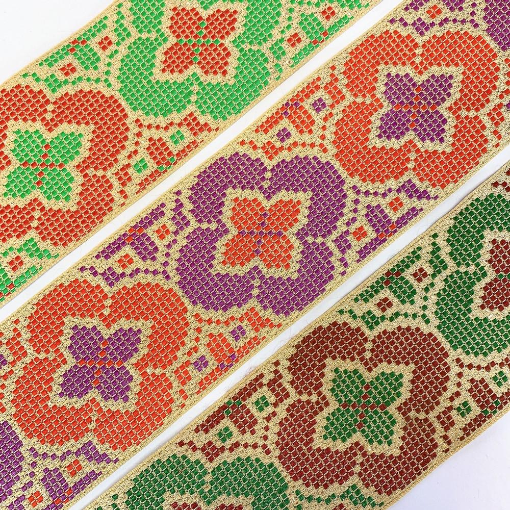 55mm Designer Cross stitch Jacquard Ribbon, view 4