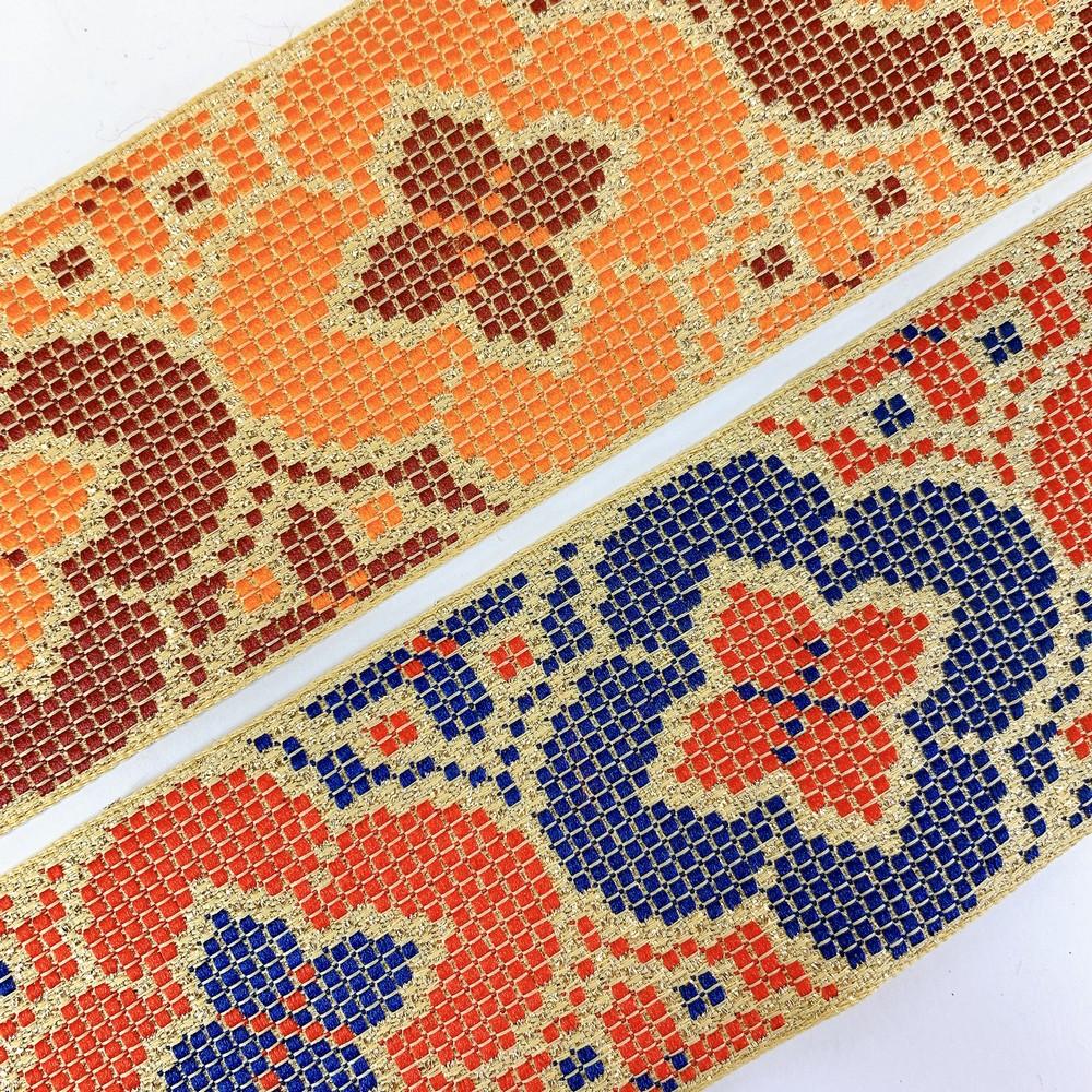 55mm Designer Cross stitch Jacquard Ribbon, view 5