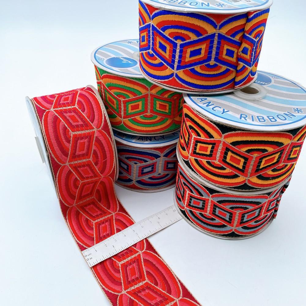58mm Geometric Jacquard Ribbon Lace for Garments, Craft & Decoration, view 1