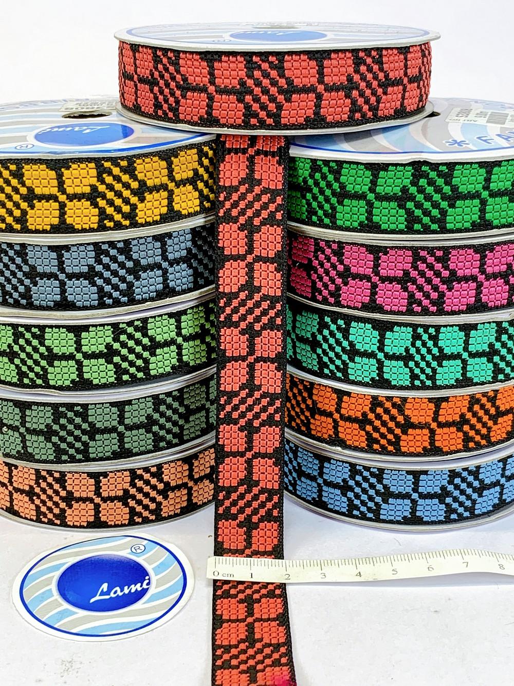 20mm Colorful Cross stich Jacquard Lace, view 1