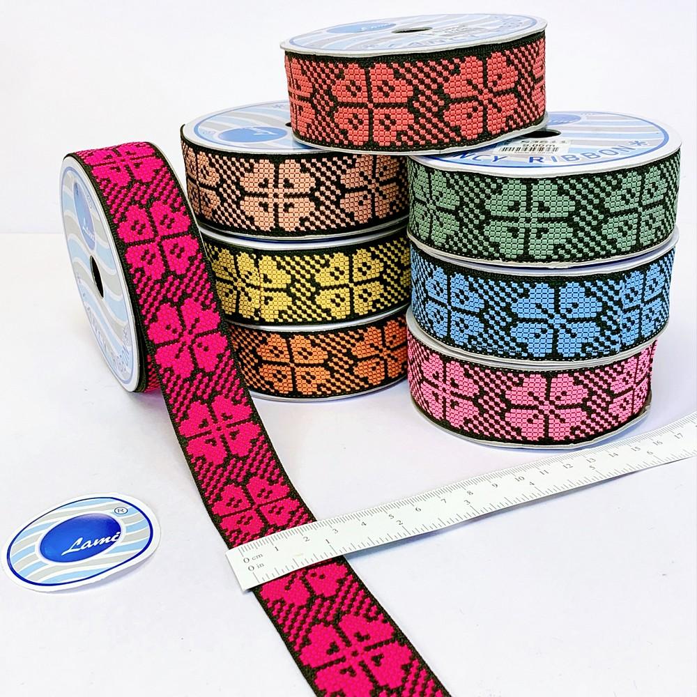 30mm Colorful Cross stich Jacquard Lace, view 1