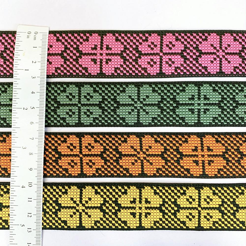 30mm Colorful Cross stich Jacquard Lace, view 2