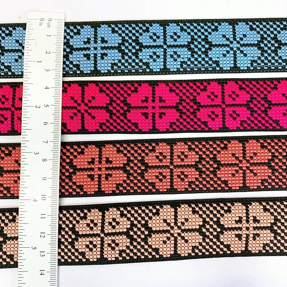 30mm Colorful Cross stich Jacquard Lace, view 3