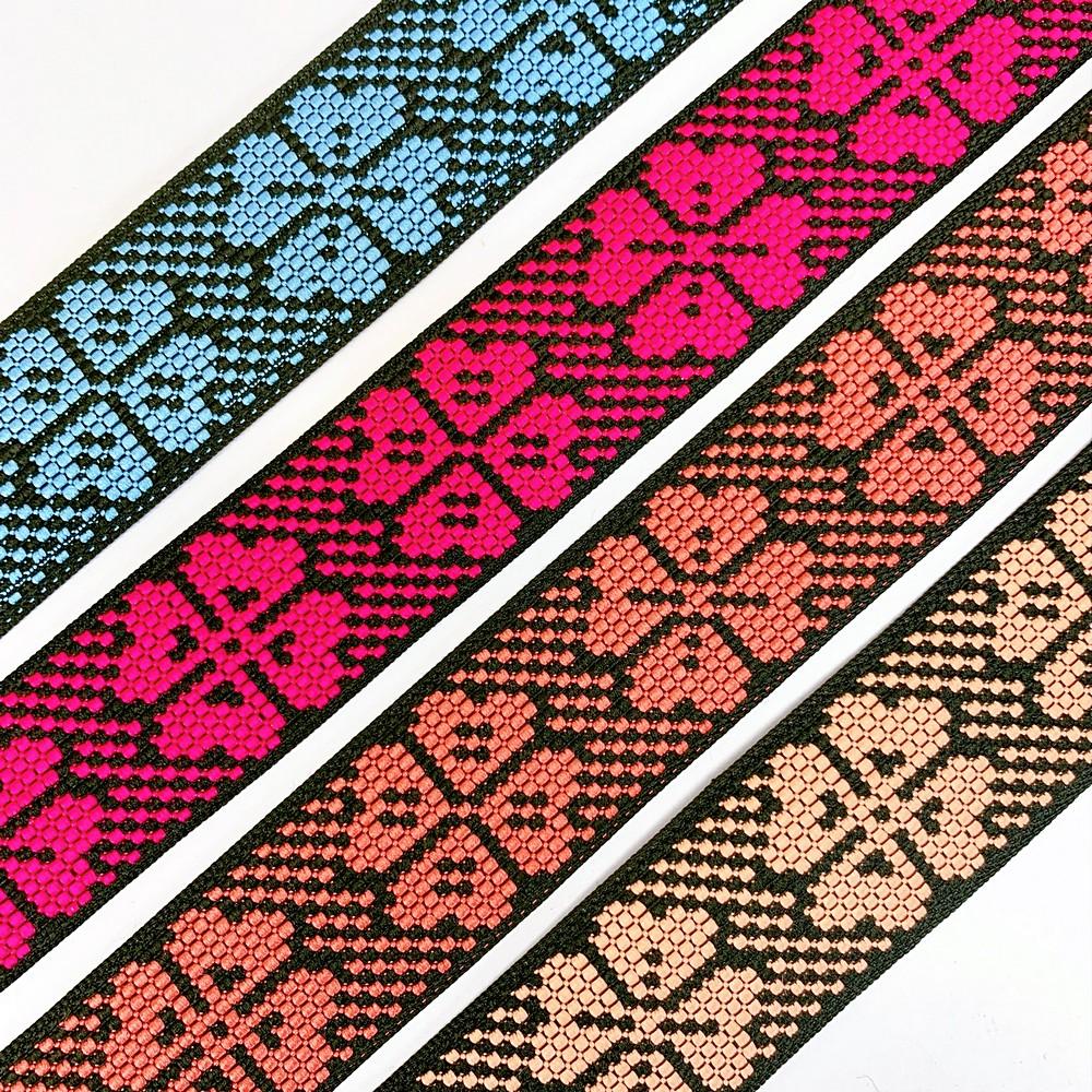 30mm Colorful Cross stich Jacquard Lace, view 5