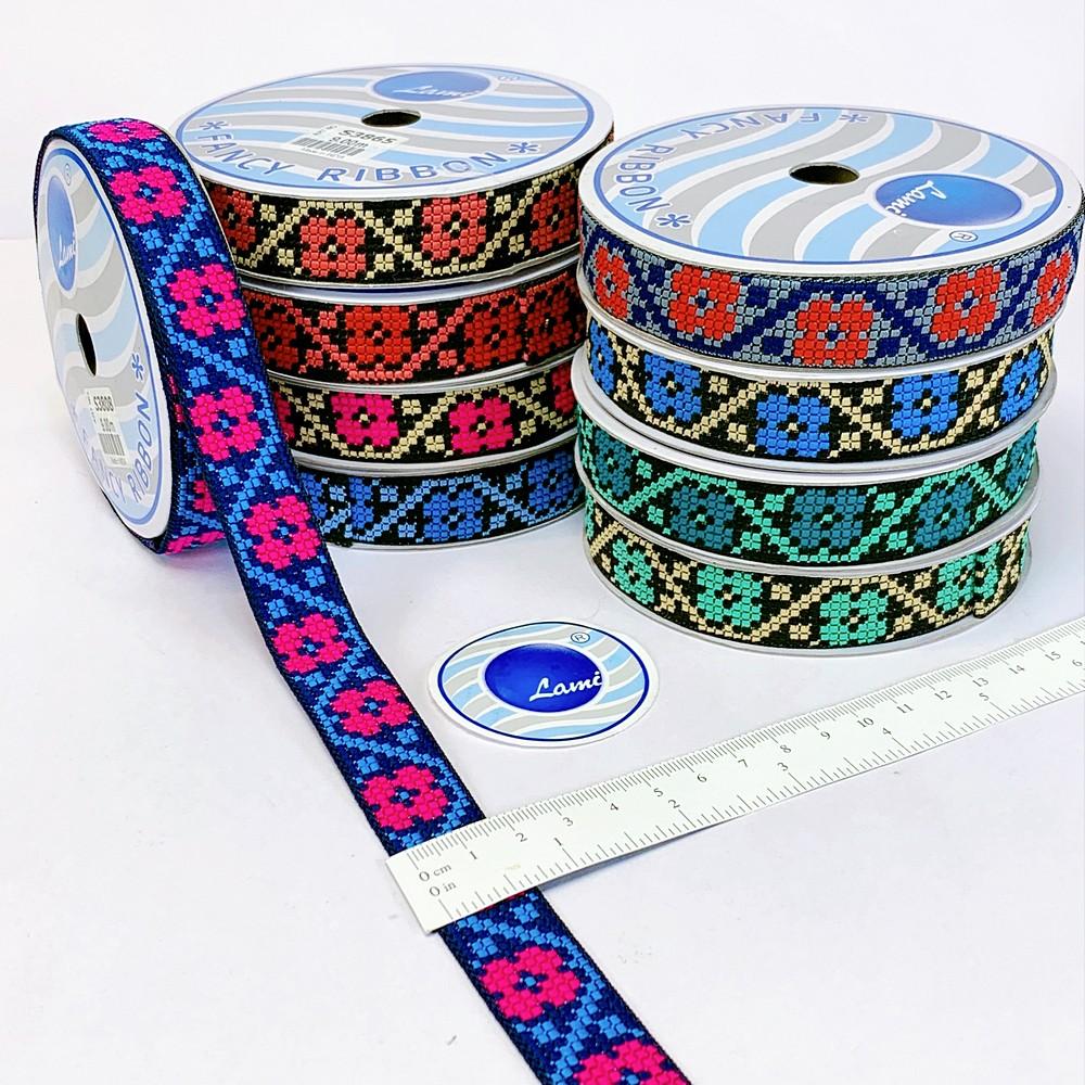 20mm Colorful Cross stich Jacquard Lace, view 1
