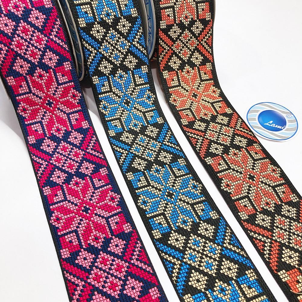 56 mm Geometric Flower Jacquard Ribbon, view 2