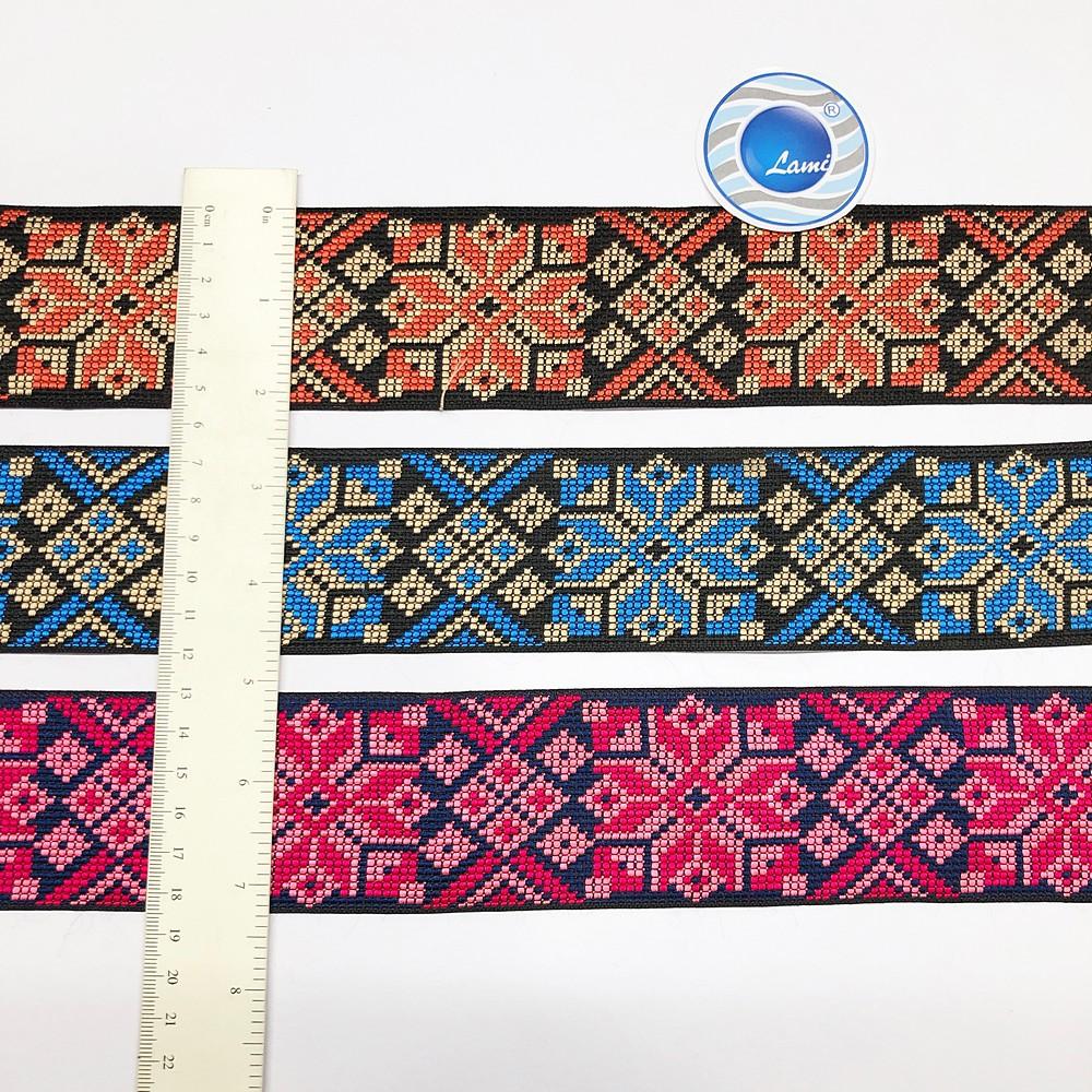 56 mm Geometric Flower Jacquard Ribbon, view 1