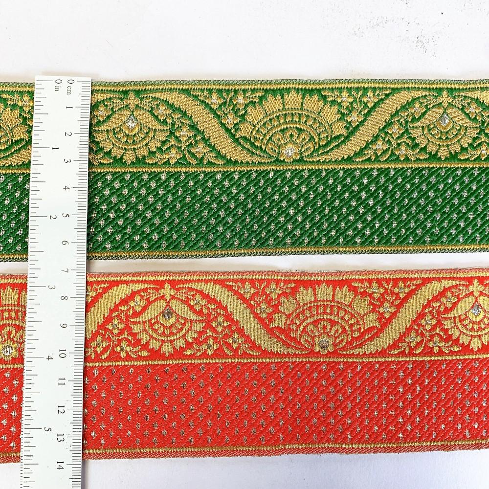 70mm Designer Banarasi Jacquard Lace With Silver Foil Work, view 2