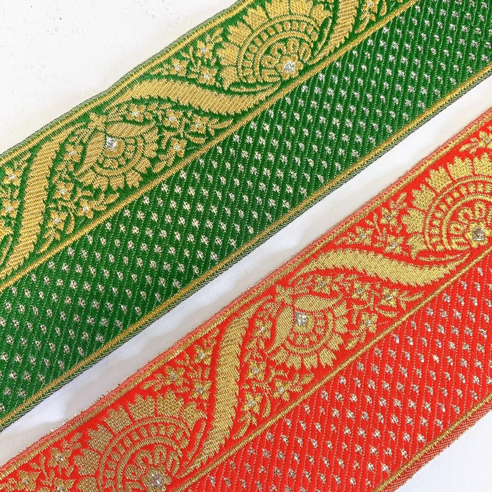 70mm Designer Banarasi Jacquard Lace With Silver Foil Work, view 3