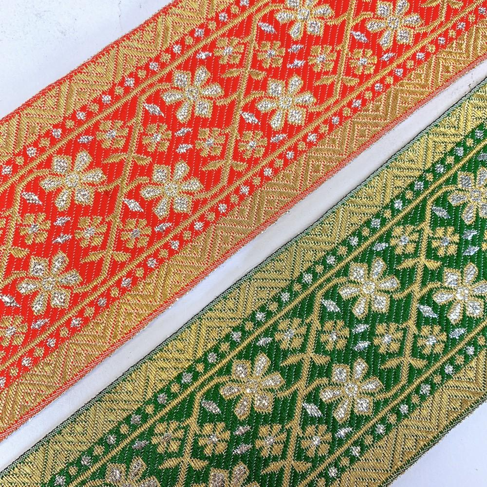 70mm Designer Banarasi Jacquard Lace With Silver Foil Work, view 3