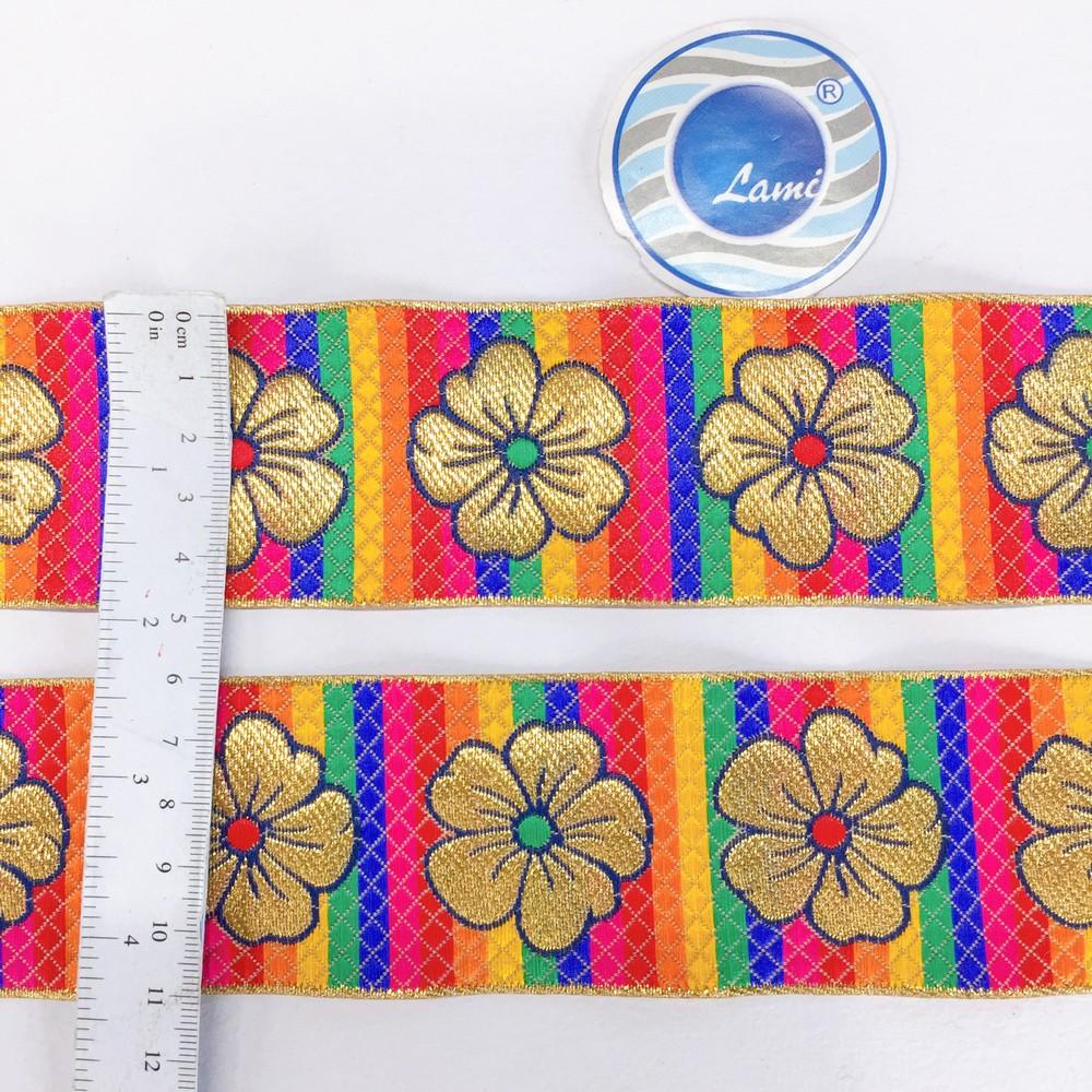 50mm Colorful Floral Jacquard Ribbon, view 2