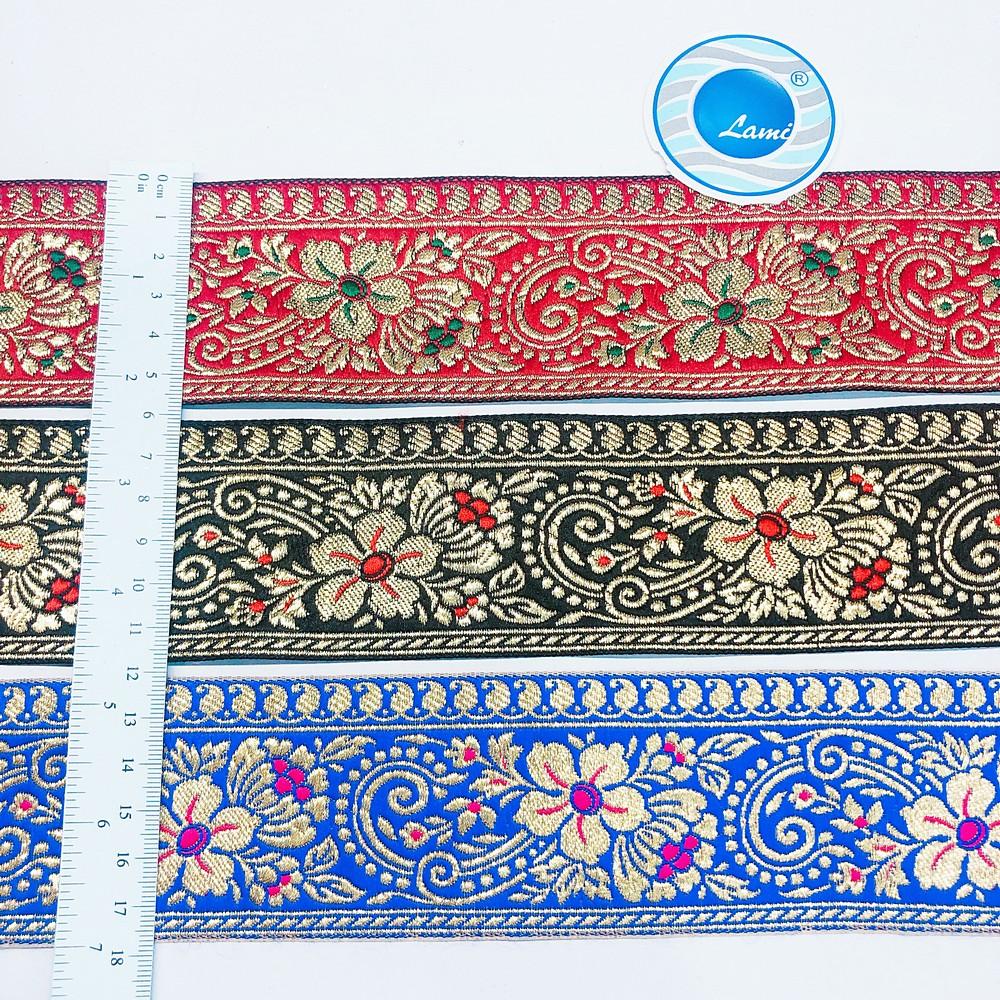 56 mm Flower Design Banarasi Jacquard Lace, view 1