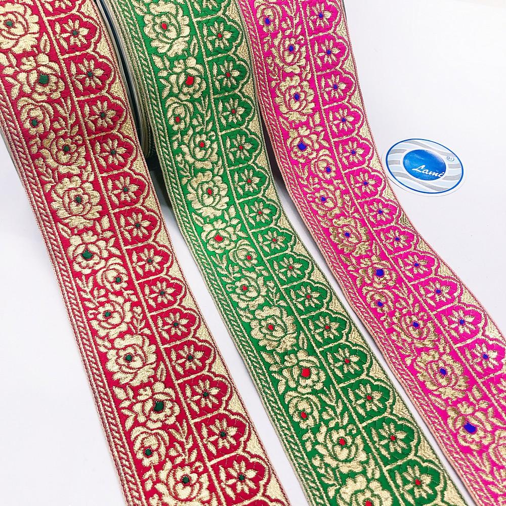 55mm Traditional Banarasi Flower Design Jacquard lace, view 2